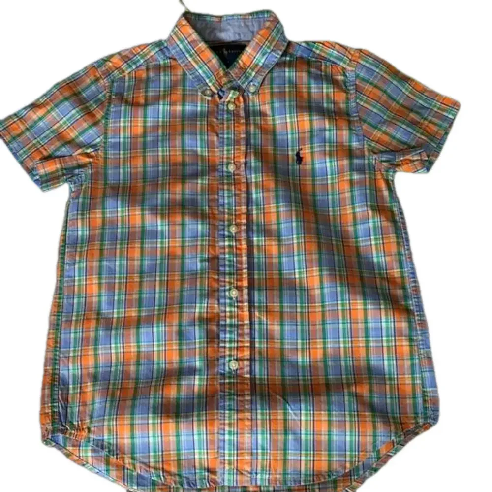 Ralph Lauren button down shirt orange & green boys GUC size 7